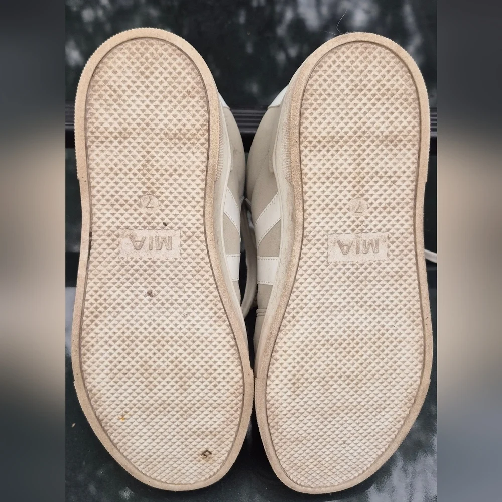 MIA Tan and White Sneakers with Breathable Design
